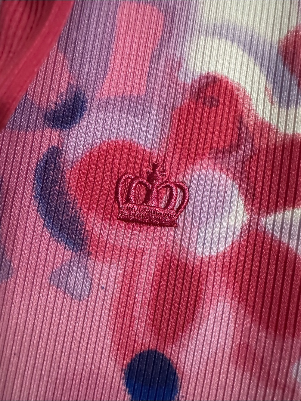 Juicy Couture Floral Polo Dress XL fit L Pink Blue Stretch Ribbed Casual Preppy - Picture 6 of 10